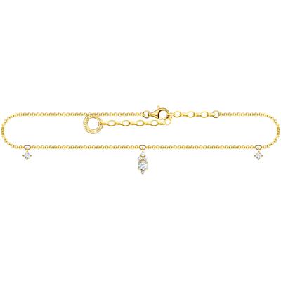 Fußkette THOMAS SABO "weißer Stein, AK0027-414-14-L27V" Gr. 27, gold (gelbgoldfarben, kristallweiß, kristallweiß), Fußke