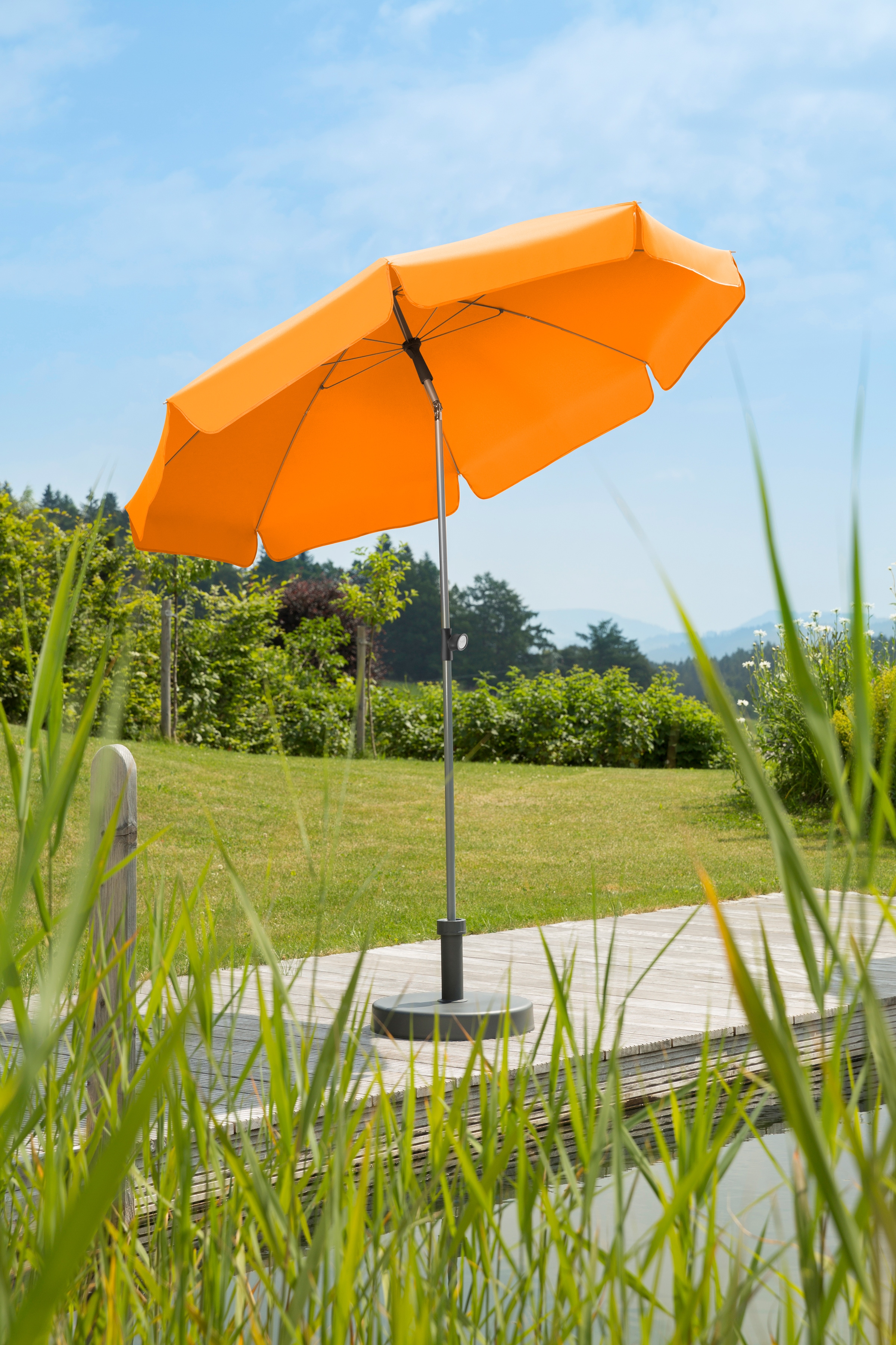 Sonnenschirm SCHNEIDER SCHIRME "Locarno", orange, Obermaterial: 100% Polyester, Standschirme, abknickbar, ohne Schirmständer
