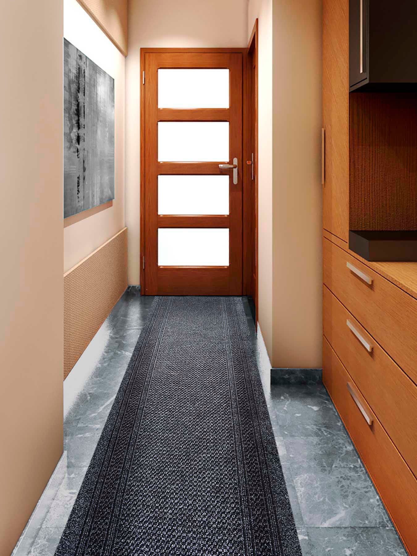 Läufer "AZTEC, Made in Belgium", grau (dunkelgrau), B:66cm H:7mm L:300cm, Polypropylen (PP), PRIMAFLOR-IDEEN IN TEXTIL, Teppiche, Schmutzfangläufer, Schmutzfangläufer, Schmutzfangteppich, sehr robust, rutschhemmend Image