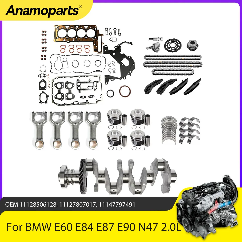 Parte del motore Albero Motore Ricostruire Guarnizioni Set Pistone Timing Chian Kit Fit 2.0 L N47 Diesel Per BMW 123d 318d 320d 520d X1 X3 X5 2.0L