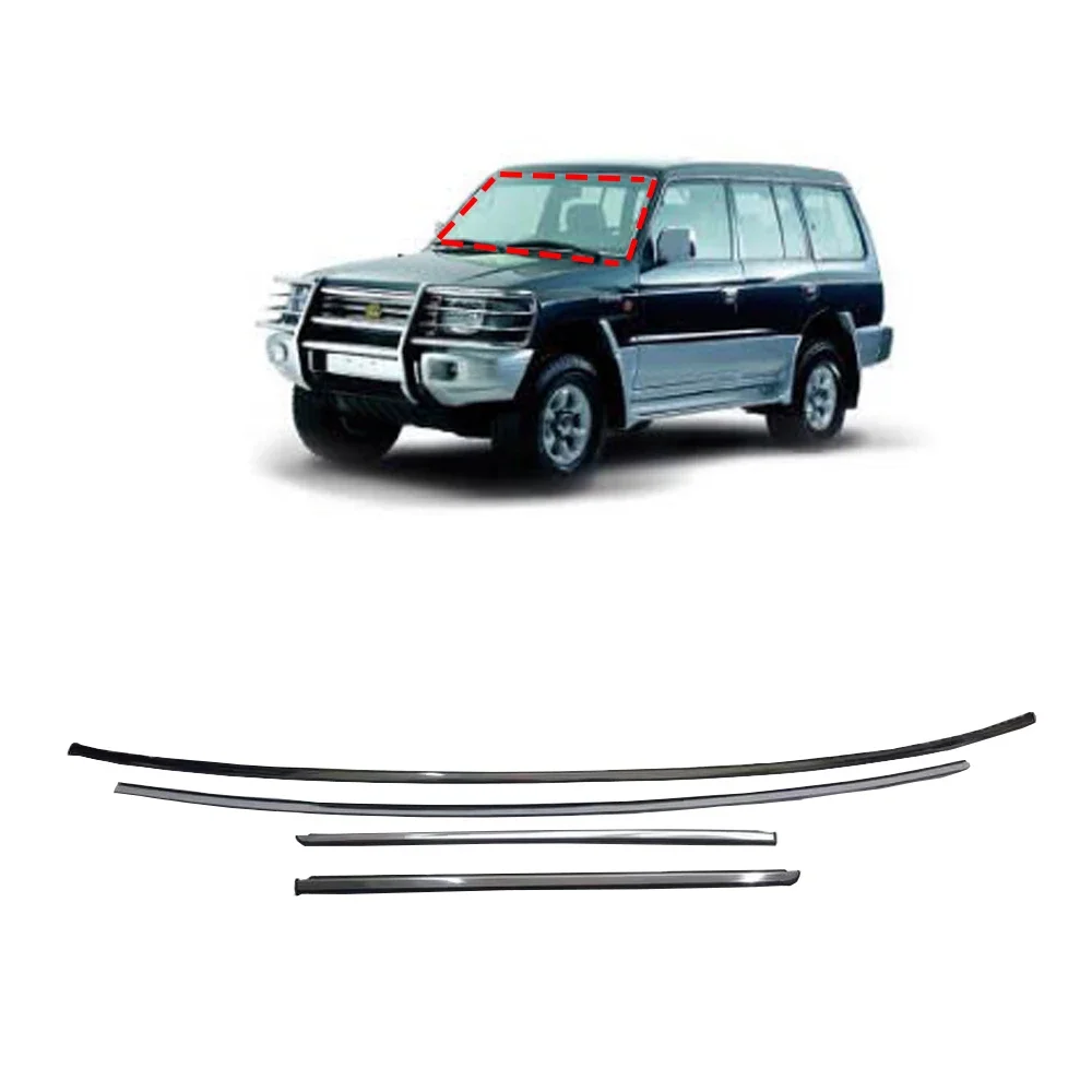 Striscia parabrezza anteriore cromata 4 pezzi per striscia decorativa parabrezza anteriore Pajero V30 per striscia di rivestimento in vetro anteriore Montero MB645738