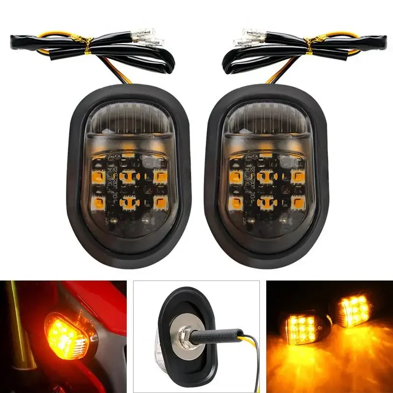 Indicatori di direzione per moto 2 pezzi 12V, indicatori di direzione a proiettile a 9 LED, luci lampeggianti gialle, indicatori di direzione a proiettile