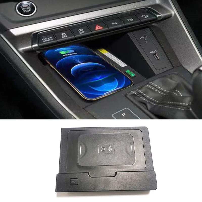 Caricabatterie wireless per auto per Audi Q3 2019 2020 2021 2022 15w caricabatterie rapido caricatore per telefono per auto supporto di ricarica per pannello di ricarica
