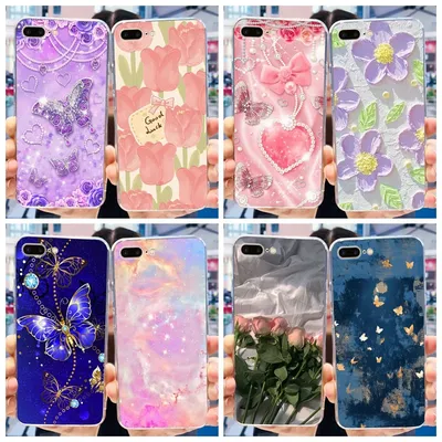 Case For Apple iPhone 7 8 Plus Cover Cute Butterfly Flower Silicone Soft Funda Protector Coque For iPhone 7 8 7plus 8plus Bumper