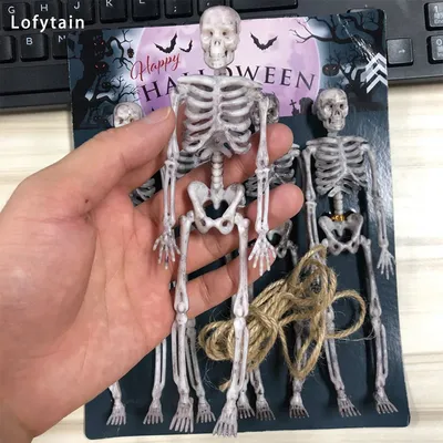 Lofytain 4 Stück 17 cm Simulation Menschliches Skelett Ornament Menschliche gefälschte Knochen Halloween Party Heimdekorationen Image