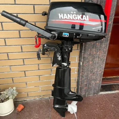 2 Stroke 6HP Hangkai Outboard Motor, Water Cooled Gasoline Engine, Propeller Motors for Fishing Boat, Kayak