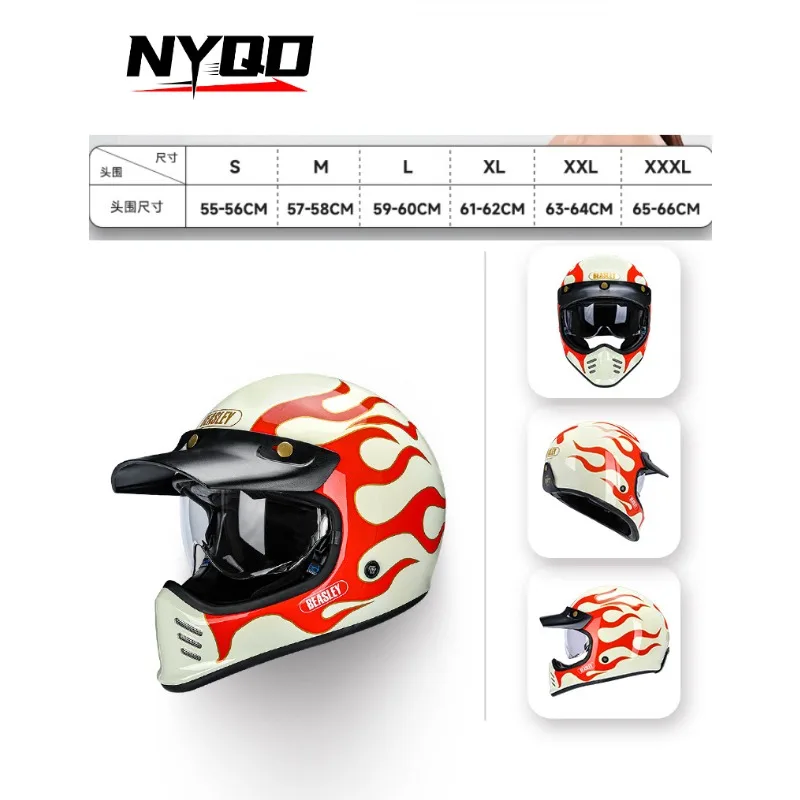 BEASLEY elektrischer Motorradhelm Lokomotive Retro Vollhelm Männer und Frauen Bluetooth vier Jahreszeiten Sommer Vollhelm ECE DOT Image