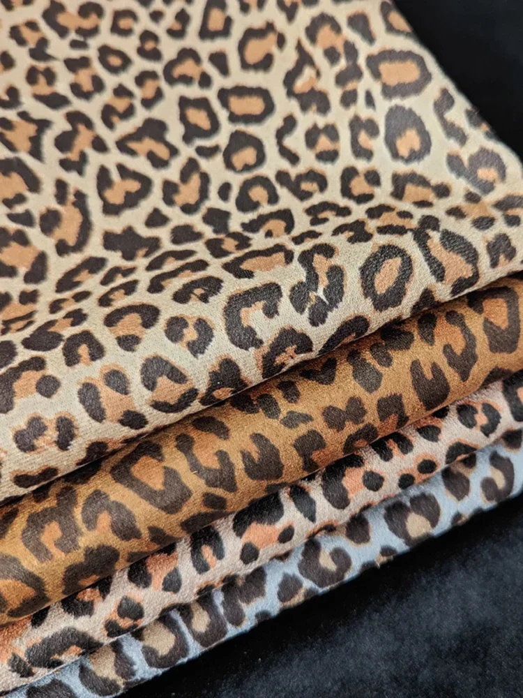 Wildlederstoff mit Leopardenmuster, dünn, Meterware für Kleidung, Schuhe, Hüte, handgefertigt, DIY, Nähen, Designer-Stoff, weich drapiert, Beige, Braun
