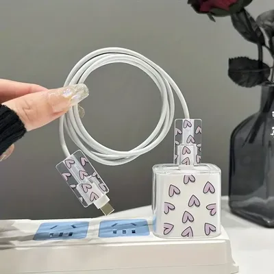 Fashion Love Ladegerät-Schutzhülle für Apple 18 W/20 W, Ladegerät-Abdeckung mit Kabelaufwicklung, Organizer für iPhone 12, 13, 14, 15 Pro Max