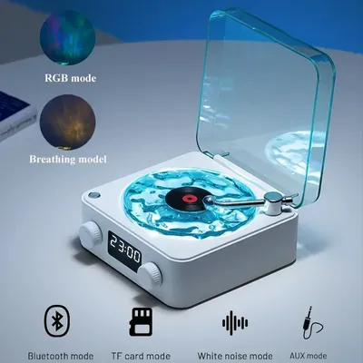 Waves Vinyl-Player, Bluetooth-Lautsprecher mit weißem Rauschen, Retro-Plattenspieler-Lautsprecher, Image