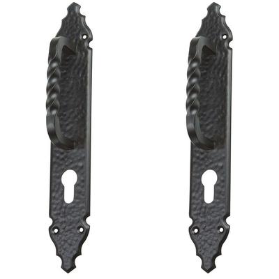 2er Set Stoßgriff Ziehgriff Türgriff Torgriff Schmiedeeisen Schwarz matt pz Image