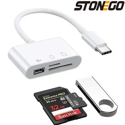 STONEGO Multifunction 3-in-1 SD/TF Card Reader OTG Adapter 2.0/3.0 Port Compatible for MacBook Pro