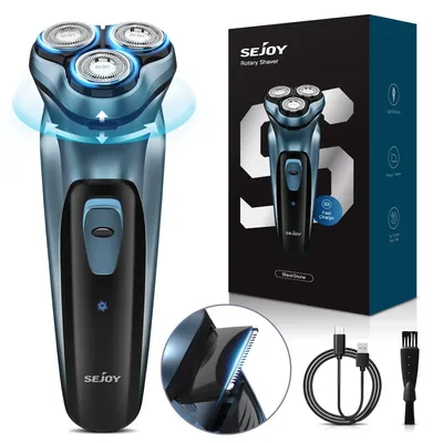 Sejoy 3D Rotary Electric Shaver for Men Advanced Dry Wet Pop-up Trimmer Rechargeable Perfect Fathers