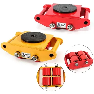 Red/Yellow Industrial Machinery Mover Roller Dolly Skate with 360 Degree Rotation Cap