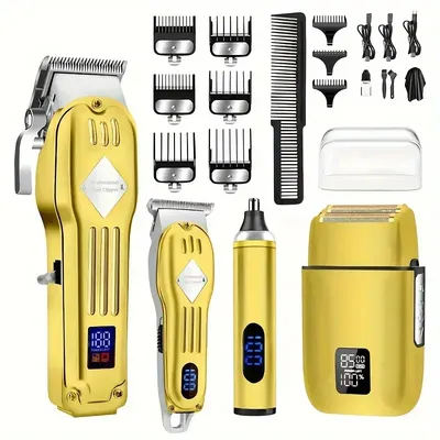 RUCHA Hair Clippers For Men T-Blade Nose Hair Trimmer Foil Shavers For Men Barber Kit 4 In 1