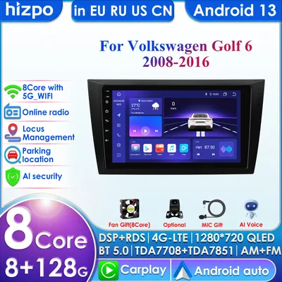 Hizpo Carplay 4G 360 Camera Android Car Radiofor Volkswagen Golf 6 2008 - 2016 Multimedia Video