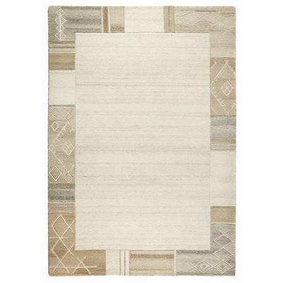 Wollteppich DEKOWE "Valeria", beige, B:120cm H:11mm L:170cm, Wolle, Teppiche, reine Wolle, Kurzflor, mit Bordüre, Wohnzimmer Image