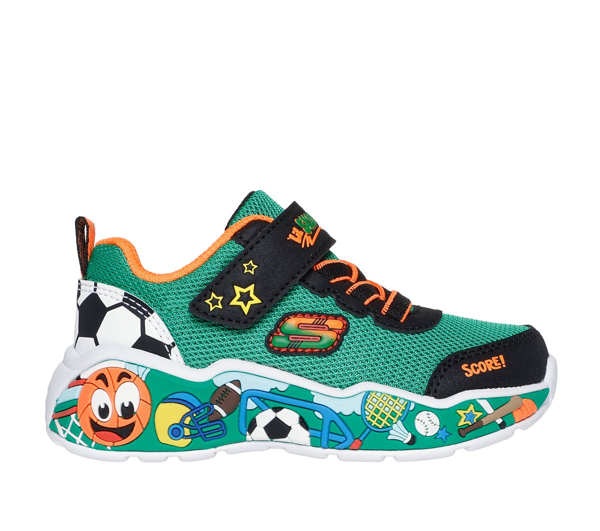 Skechers Boy's Play Scene Sneaker | Size 8.0 | Green | Textile/Synthetic | Machine Washable