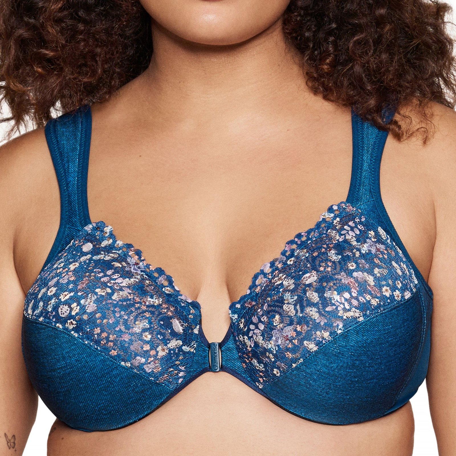 Glamorise Front-Close Wonderwire Bra (Size 50-F) Dark Blue, Polyester