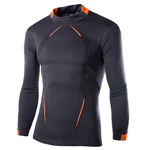 Homme T-shirt de compression T-shirt athlétique T-shirt de Gym T-shirt de Fitness T-shirt de compression rembourré manche longue T-shirt Occasionnel Athleisure Bloc de Couleur Séchage Rapide Doux