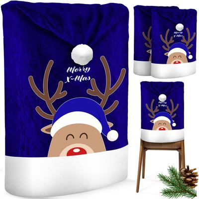 Premium Weihnachtsstuhlüberzug Set Stuhlhussen für Weihnachten Nikolausmütze Stuhlbezug Husse