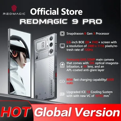 Global Version RedMagic 9 Pro 5G Phone 6.8" Gaming Phone Snapdragon 8 Gen 3 6500mAh 80W Charge 50MP