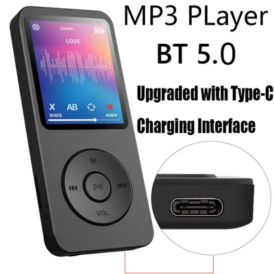 Portable MP3 Player 1.8 in Walkman Type-C Bluetooth-Compatible5.0 E-Book RecordingStudent Support FM