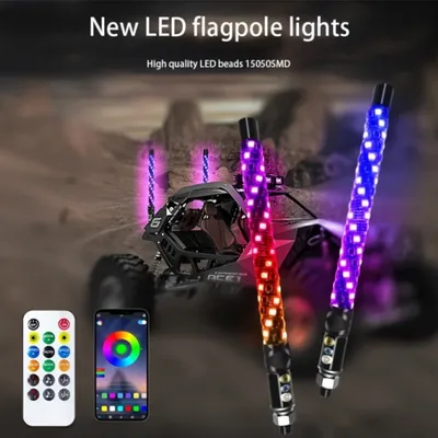 2/4PCS 30cm LED Whip Light RGB Light with wireless/Remote Control Whips LED Lighted Whips Antenna