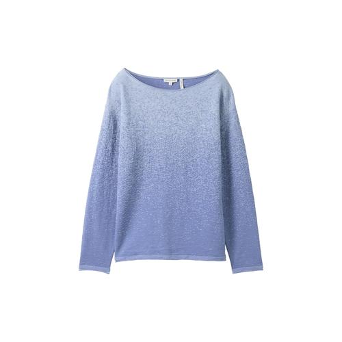 TOM TAILOR Damen Strickpullover mit Farbverlauf, blau, Farbverlauf / Dip-Dye, Gr. M