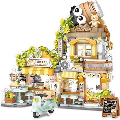 Street View Coffee Shop Mini Building Blocks MOC Creative Building Toys Cute Animals Building Set for Girls 6-12 Simulation Architecture Construction Toy Gift Idea for Kids Adults (1077 PCS)