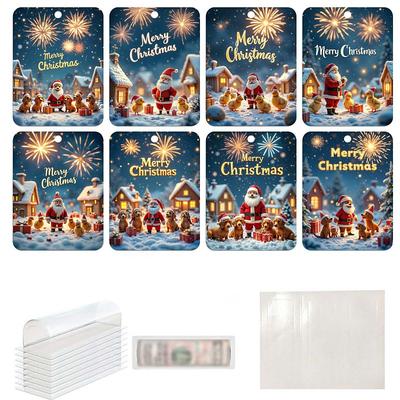 5pcs Christmas Money Holders for Cash,Christmas Money Holders Gift,FunnyChristmas Wallet,Happy Santa Christmas Money Dispenser, with Blessing Christmas Tree Charm Hanging