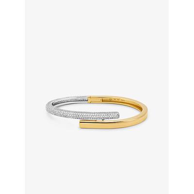 Michael Kors Precious Metal-Plated Pavé Sterling Silver Bangle Silver One Size