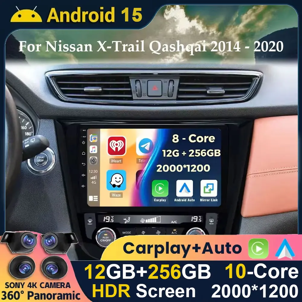 Android 15 Carplay Auto Per Nissan X-Trail Xtrail X-Trail 3 T32 2013-2022 Qashqai 2 J11 Autoradio Lettore Multimediale GPS Stereo