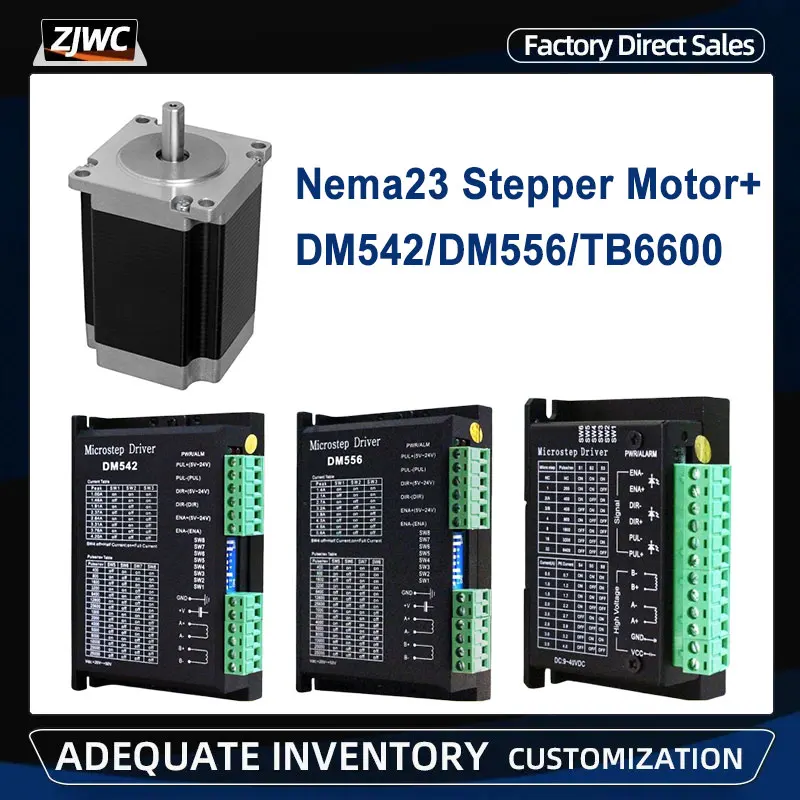 Motore passo-passo Nema23 1.1Nm/1.8Nm/2.2Nm/2.5Nm/3Nm Kit motori passo-passo 57 + driver TB6600/DM542/DM556 per stampante 3D per incisione CNC