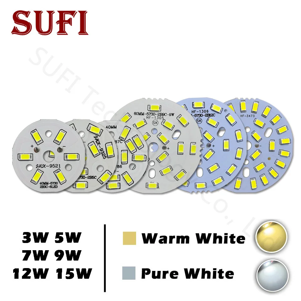 10 pz 3 W 5 W 7 W 9 W 12 W 15 W Luminosità SMD5730 Pannello Lampada A LED Bianco Caldo Lampada A LED Bordo per Soffitto Soffitto PCB Con LED