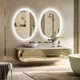 Specchio da bagno a LED Specchio cosmetico ovale retroilluminato con luci Specchio da bagno illuminato antiappannamento a parete Specchio per trucco dimmerabile