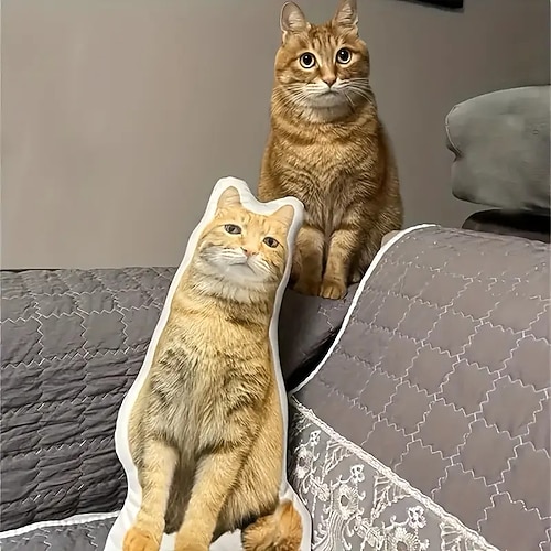 Personalisierter Gedenk-Kissenbezug Haustierperson weich kuschelig doppelseitig bedruckt handwaschbar zeitgenössisches Design Reißverschluss mit Baumwolle gefüllt dekoratives Wurfkissen für Image