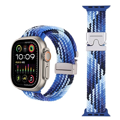 Sportarmband Kompatibel mit Apple Watch Armband 38mm 40mm 41mm 42mm 44mm 45mm 49mm Geflochten Verstellbar Stoff Ersatzarmband für iwatch Ultra 2 Series 9 8 7 SE 6 5 4 3 2 1 Image