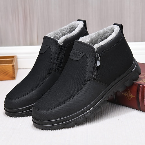warme Herren Winterstiefeletten mit Fleecefutter und seitlichem Reißverschluss – bequeme, rutschfeste Outdoorschuhe für kaltes Wetter Image