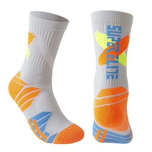 Sportsocken laufsocken 1 Paar Farbblock Herren Socken Rutschfest Atmungsaktiv Schweißableitend Komfortabel Fitnesstraining Fussball Laufen Joggen Radsport Sport Farbblock Modisch Polyester Wei Image