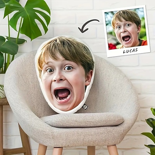 Kissen mit individuellem Gesicht Angepasste Kissen Kissen Personalisierte Geschenk Foto Ideen in verschiedenen Größen mit Füllung Geschenk für Ihn/Sie/Kinder/Ältere Image