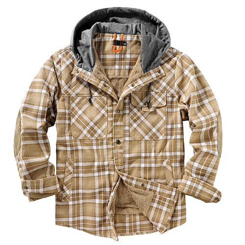 Herren Fleecejacke Außen Fleece-Futter Winddicht Wanderoutfits Wanderbekleidung Winter Herbst Kapuzensweatshirt Windjacke Jagd Camping / Wandern / Höhlenforschung Rot Blau Braun Image