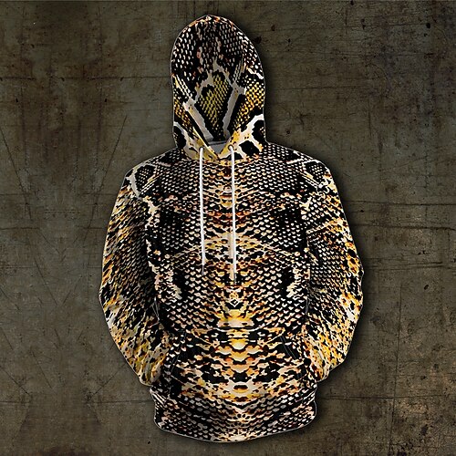 Herren Grafik Serpentin Kapuzenshirts Urlaub Täglich Klassisch Lässig Langarm Mit Kapuze Urlaub Sport im Freien Ausgehen Streetwear Braun Drucken Winter Frühling Herbst Designer S M L XL XXL 3XL Image