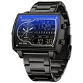 SANDA Herren Digitale Uhr Mode Freizeit Armbanduhr Stoßfest Leuchtende Stoppuhr Wecker Countdown Stahl Leder Uhr