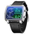 SANDA Herren Digitale Uhr Mode Freizeit Armbanduhr Stoßfest Leuchtende Stoppuhr Wecker Countdown Stahl Leder Uhr