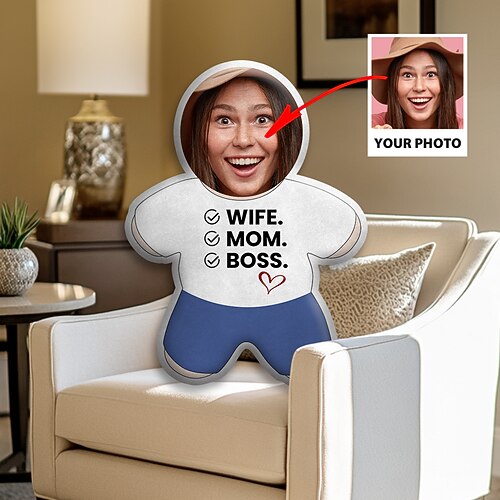 Unregelmäßige Kissen Kissen Persönliches Geschenk Foto Frau Mama Chef Individuelle Geschenkideen in verschiedenen Größen mit Einlage Geschenk für sie am Valentinstag Image