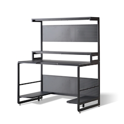 Möbilia Schreibtisch | mit Ablagen und Obergestell | MDF und Metallgestell | B 120 x T 70 x H 148 cm | 12020093 | Serie SCHREIBTISCH Image