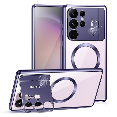 telefono Custodia Per Samsung Galaxy S26 Ultra Plus S25 Ultra Plus S24 S23 S22 Custodia ad adsorbimento magnetico Con Magsafe con Supporto Trasparente Magnetico Acrilico Metallo