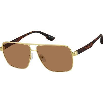Zenni Men's Aviator Rx Sunglasses Gold Mixed Full Rim Frame