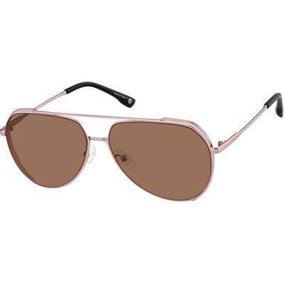 Zenni Men's Vintage Aviator Sunglasses Rose Gold Stainless Steel Full Rim Frame